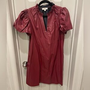 Entro Burgundy Faux Leather Dress